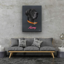 Custom Mid Century Retro Style Dog Portrait - Pet illustration from photo - Bubblegum Canvas 20 retro pet portrait illustrations dog bubblegum living room