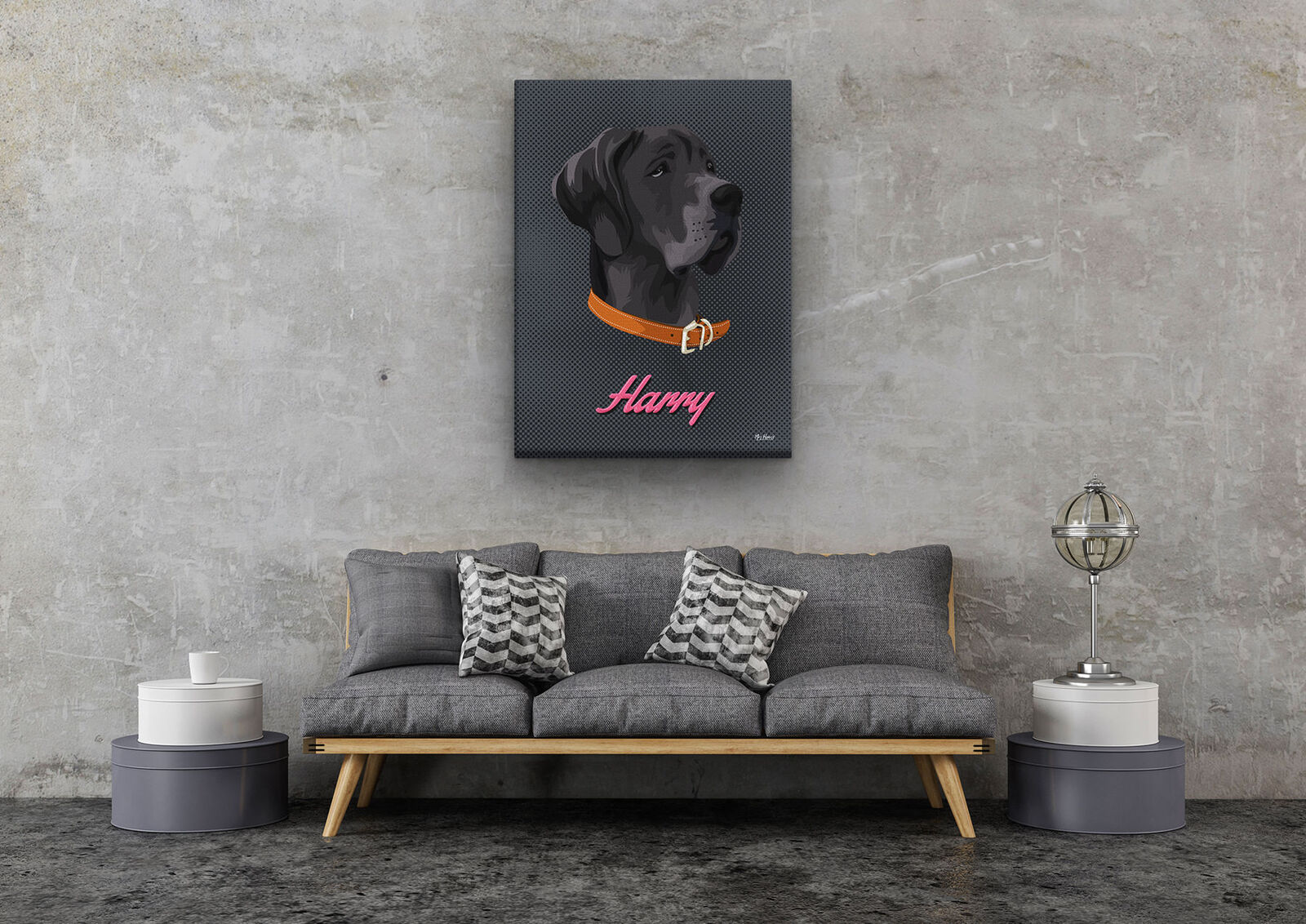 Custom Mid Century Retro Style Dog Portrait - Pet illustration from photo - Bubblegum Canvas 11 Custom Mid Century Retro Style Dog Portrait - Pet illustration from photo - Bubblegum Canvas - Image 9