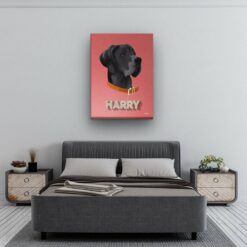 retro pet portrait illustrations dog decking bedroom