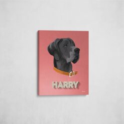retro pet portrait illustrations dog decking front view angled wall