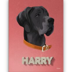 retro pet portrait illustrations dog decking front view white