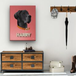 retro pet portrait illustrations dog decking hall