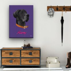 retro pet portrait illustrations dog deep purple hall