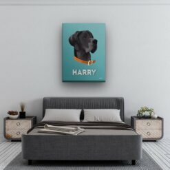 Custom Mid Century Retro Style Dog Portrait - Pet illustration from photo - Mint Art Deco Canvas 13 retro pet portrait illustrations dog mint art deco bedroom