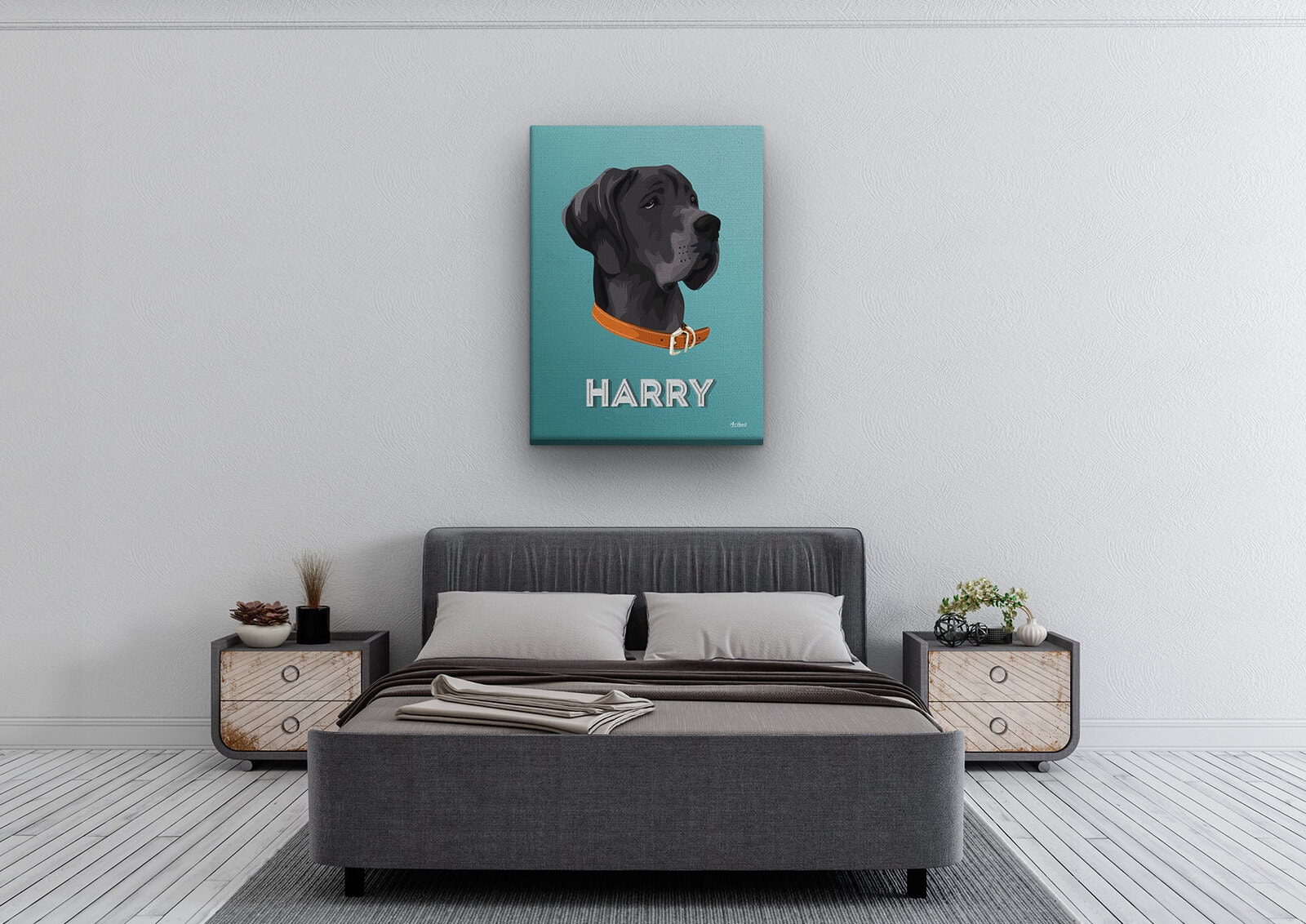 Custom Mid Century Retro Style Dog Portrait - Pet illustration from photo - Mint Art Deco Canvas 4 Custom Mid Century Retro Style Dog Portrait - Pet illustration from photo - Mint Art Deco Canvas - Image 2