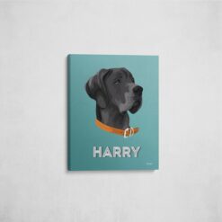 Custom Mid Century Retro Style Dog Portrait - Pet illustration from photo - Mint Art Deco Canvas 16 retro pet portrait illustrations dog mint art deco front view angled wall
