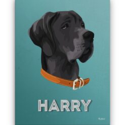 Custom Mid Century Retro Style Dog Portrait - Pet illustration from photo - Mint Art Deco Canvas 18 retro pet portrait illustrations dog mint art deco front view white