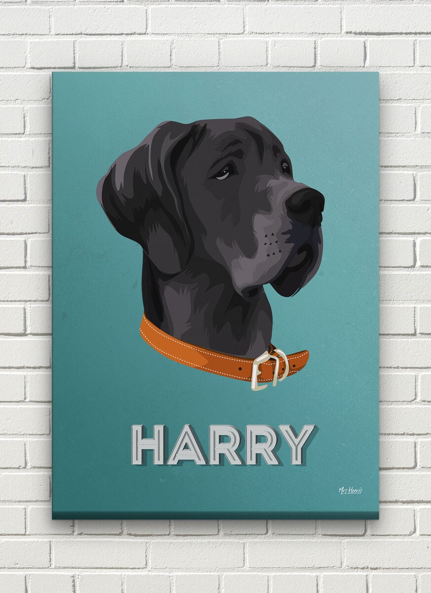 Custom Mid Century Retro Style Dog Portrait - Pet illustration from photo - Mint Art Deco Canvas 8 Custom Mid Century Retro Style Dog Portrait - Pet illustration from photo - Mint Art Deco Canvas - Image 6