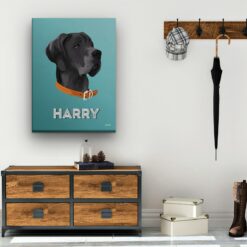 Custom Mid Century Retro Style Dog Portrait - Pet illustration from photo - Mint Art Deco Canvas 19 retro pet portrait illustrations dog mint art deco hall