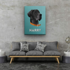 Custom Mid Century Retro Style Dog Portrait - Pet illustration from photo - Mint Art Deco Canvas 20 retro pet portrait illustrations dog mint art deco living room
