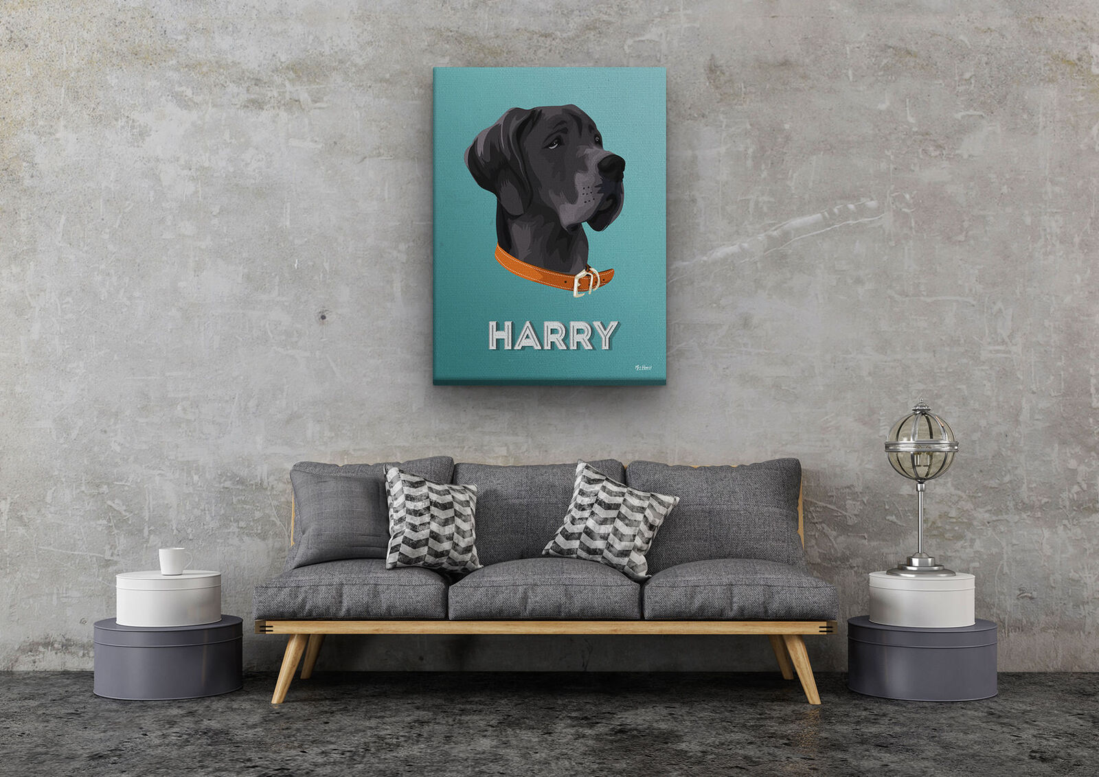 Custom Mid Century Retro Style Dog Portrait - Pet illustration from photo - Mint Art Deco Canvas 11 Custom Mid Century Retro Style Dog Portrait - Pet illustration from photo - Mint Art Deco Canvas - Image 9