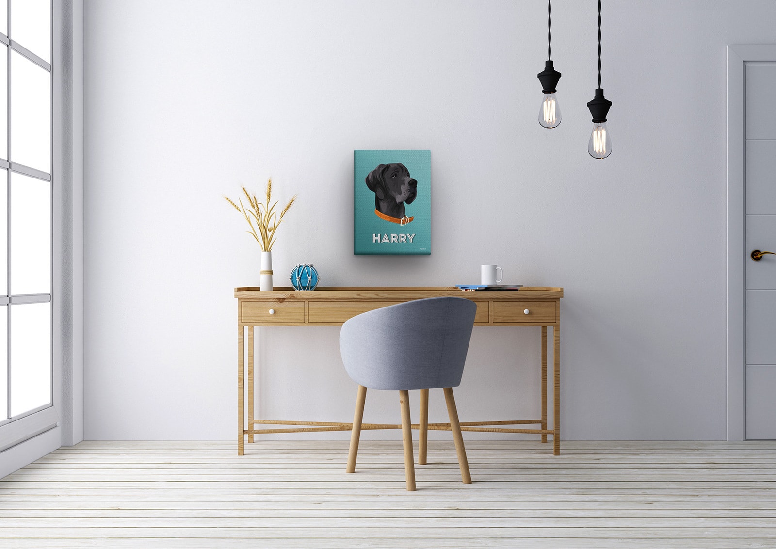 Custom Mid Century Retro Style Dog Portrait - Pet illustration from photo - Mint Art Deco Canvas 12 Custom Mid Century Retro Style Dog Portrait - Pet illustration from photo - Mint Art Deco Canvas - Image 10