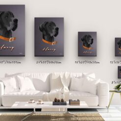 Custom Mid Century Retro Style Dog Portrait - Pet illustration from photo - Night Script Canvas 12 retro pet portrait illustrations dog night script canvas size comparison