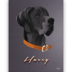 Custom Mid Century Retro Style Dog Portrait - Pet illustration from photo - Night Script Canvas 16 retro pet portrait illustrations dog night script front view white