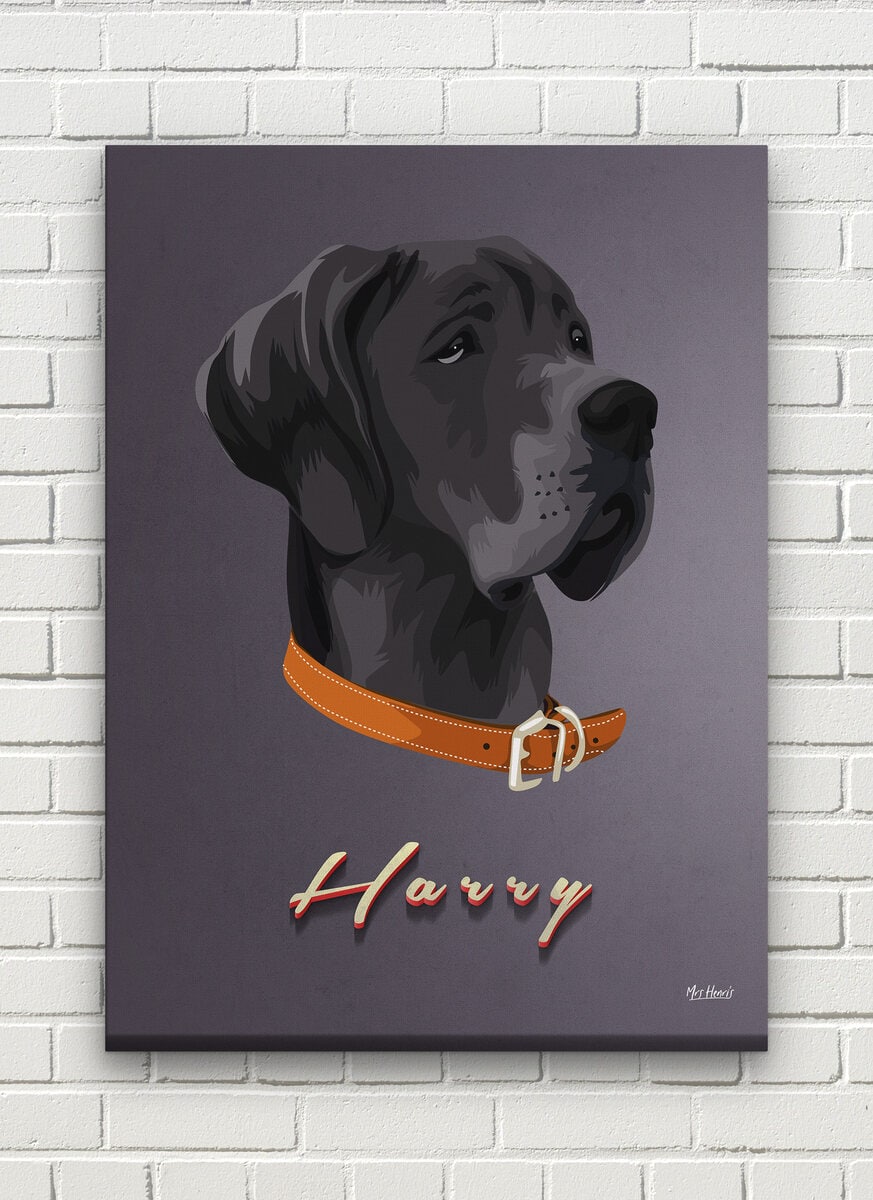 Custom Mid Century Retro Style Dog Portrait - Pet illustration from photo - Night Script Canvas 7 Custom Mid Century Retro Style Dog Portrait - Pet illustration from photo - Night Script Canvas - Image 5