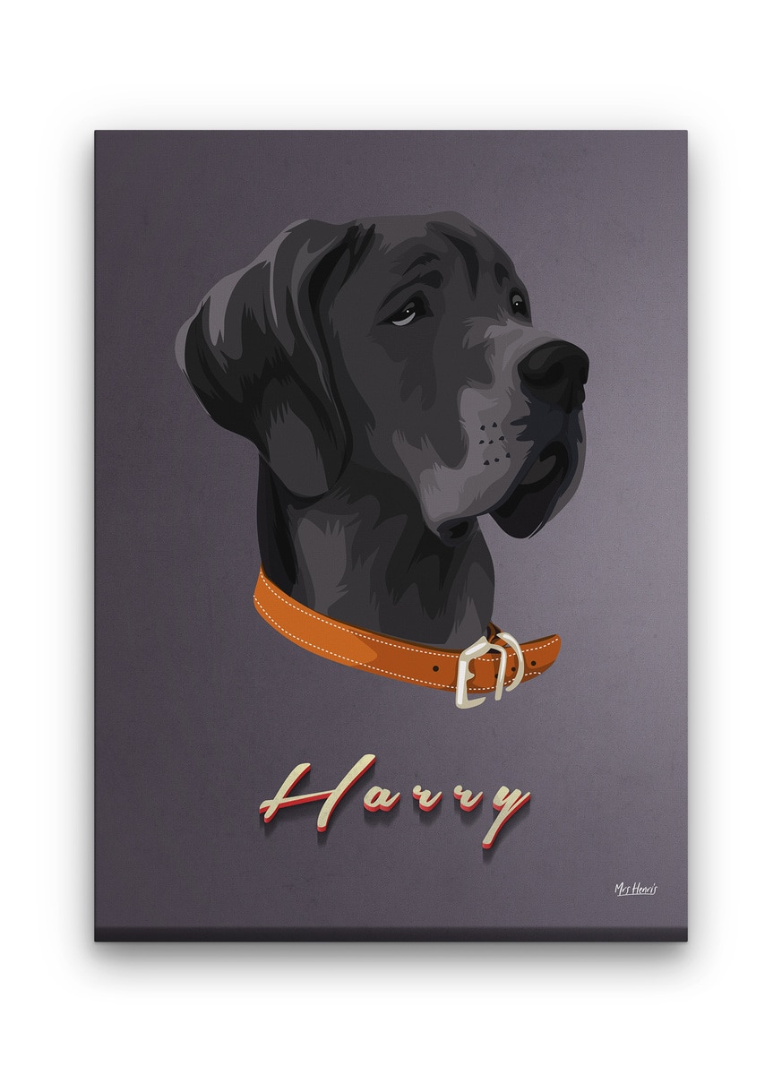 Custom Mid Century Retro Style Dog Portrait - Pet illustration from photo - Night Script Canvas 8 Custom Mid Century Retro Style Dog Portrait - Pet illustration from photo - Night Script Canvas - Image 6