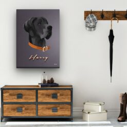 Custom Mid Century Retro Style Dog Portrait - Pet illustration from photo - Night Script Canvas 17 retro pet portrait illustrations dog night script hall