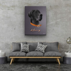 Custom Mid Century Retro Style Dog Portrait - Pet illustration from photo - Night Script Canvas 18 retro pet portrait illustrations dog night script living room