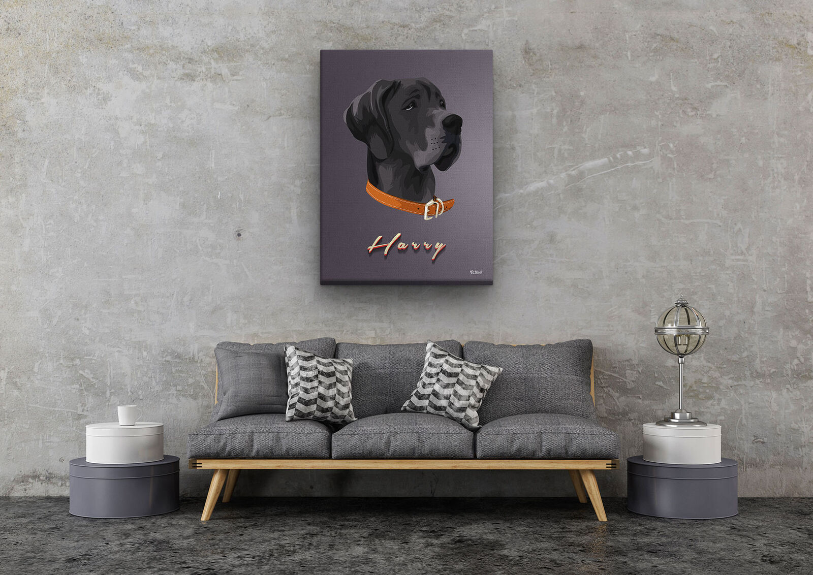 Custom Mid Century Retro Style Dog Portrait - Pet illustration from photo - Night Script Canvas 10 Custom Mid Century Retro Style Dog Portrait - Pet illustration from photo - Night Script Canvas - Image 8