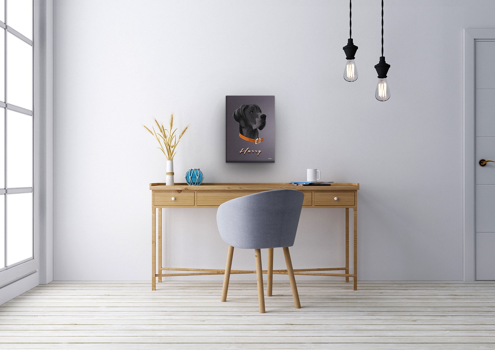 Custom Mid Century Retro Style Dog Portrait - Pet illustration from photo - Night Script Canvas 11 Custom Mid Century Retro Style Dog Portrait - Pet illustration from photo - Night Script Canvas - Image 9
