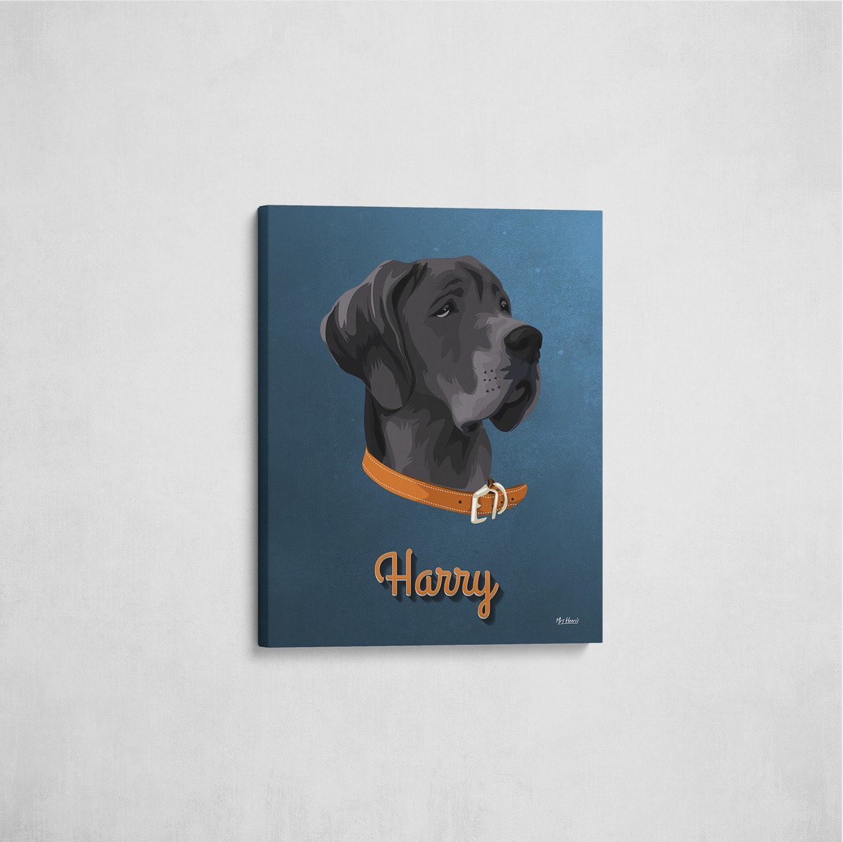 Custom Mid Century Retro Style Dog Portrait - Pet illustration from photo - Rustic Blue Canvas 7 Custom Mid Century Retro Style Dog Portrait - Pet illustration from photo - Rustic Blue Canvas - Image 5