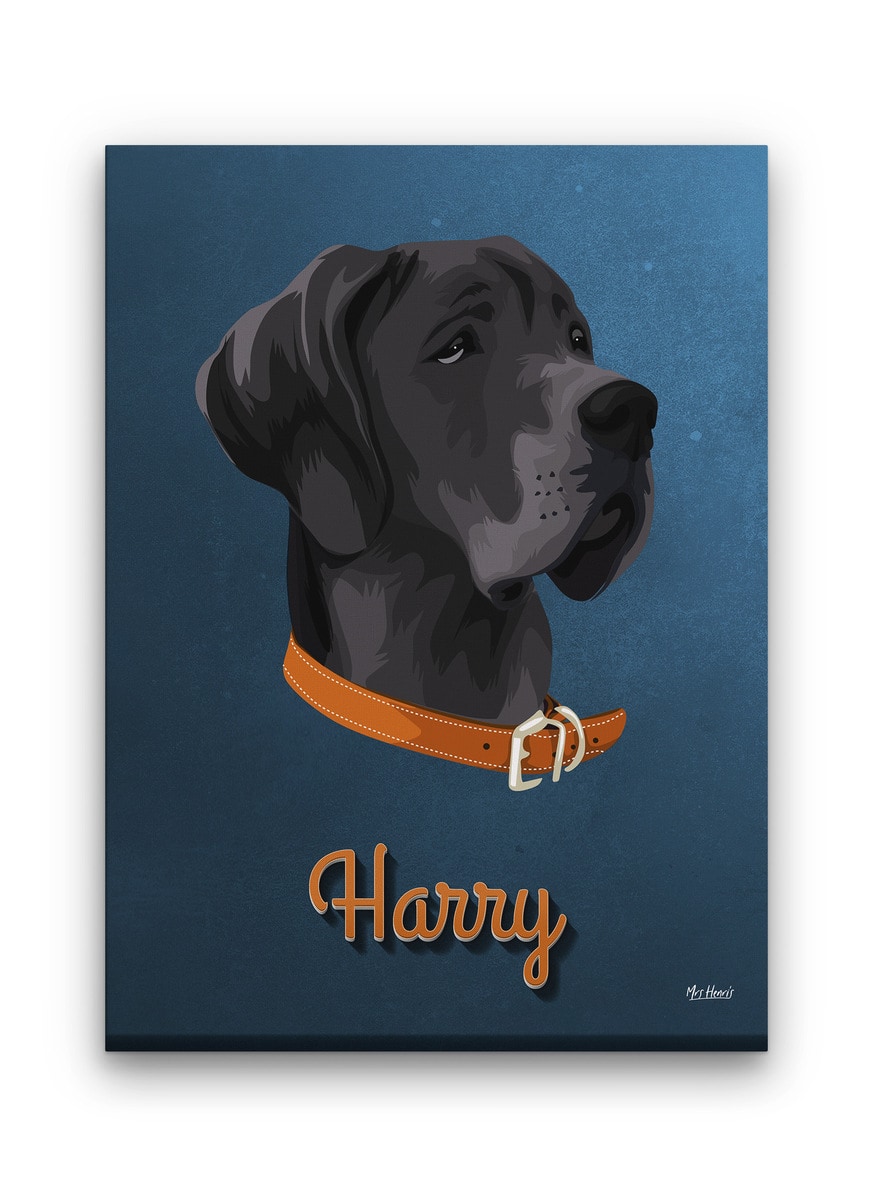 Custom Mid Century Retro Style Dog Portrait - Pet illustration from photo - Rustic Blue Canvas 9 Custom Mid Century Retro Style Dog Portrait - Pet illustration from photo - Rustic Blue Canvas - Image 7