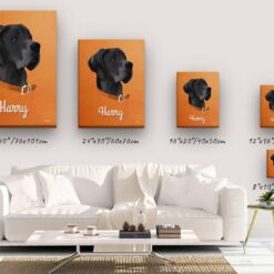Custom Mid Century Retro Style Dog Portrait - Pet illustration from photo - Sand And Stone Canvas 14 retro pet portrait illustrations dog sand and stone canvas size comparison
