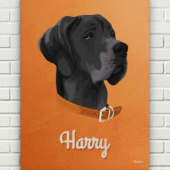 Custom Mid Century Retro Style Dog Portrait - Pet illustration from photo - Sand And Stone Canvas 17 retro pet portrait illustrations dog sand and stone front view white bricks
