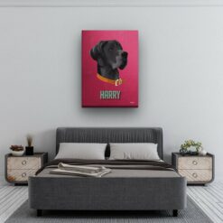 Custom Mid Century Retro Style Dog Portrait - Pet illustration from photo - Vintage Teal Canvas 13 retro pet portrait illustrations dog vintage teal bedroom