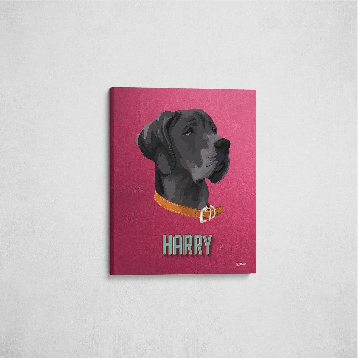 Custom Mid Century Retro Style Dog Portrait - Pet illustration from photo - Vintage Teal Canvas 7 Custom Mid Century Retro Style Dog Portrait - Pet illustration from photo - Vintage Teal Canvas - Image 5