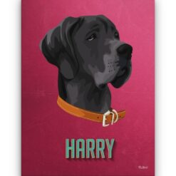 Custom Mid Century Retro Style Dog Portrait - Pet illustration from photo - Vintage Teal Canvas 18 retro pet portrait illustrations dog vintage teal front view white