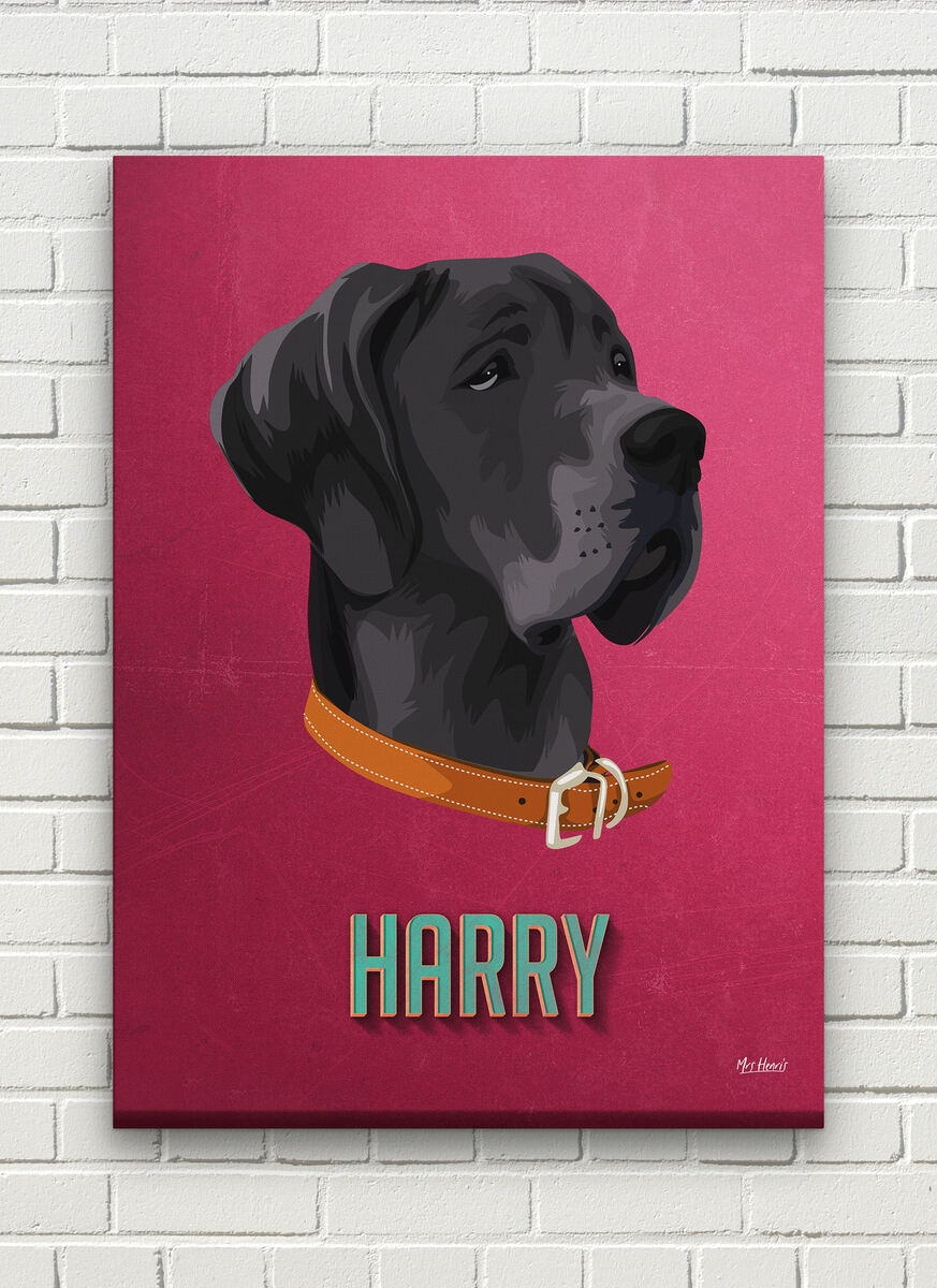Custom Mid Century Retro Style Dog Portrait - Pet illustration from photo - Vintage Teal Canvas 8 Custom Mid Century Retro Style Dog Portrait - Pet illustration from photo - Vintage Teal Canvas - Image 6