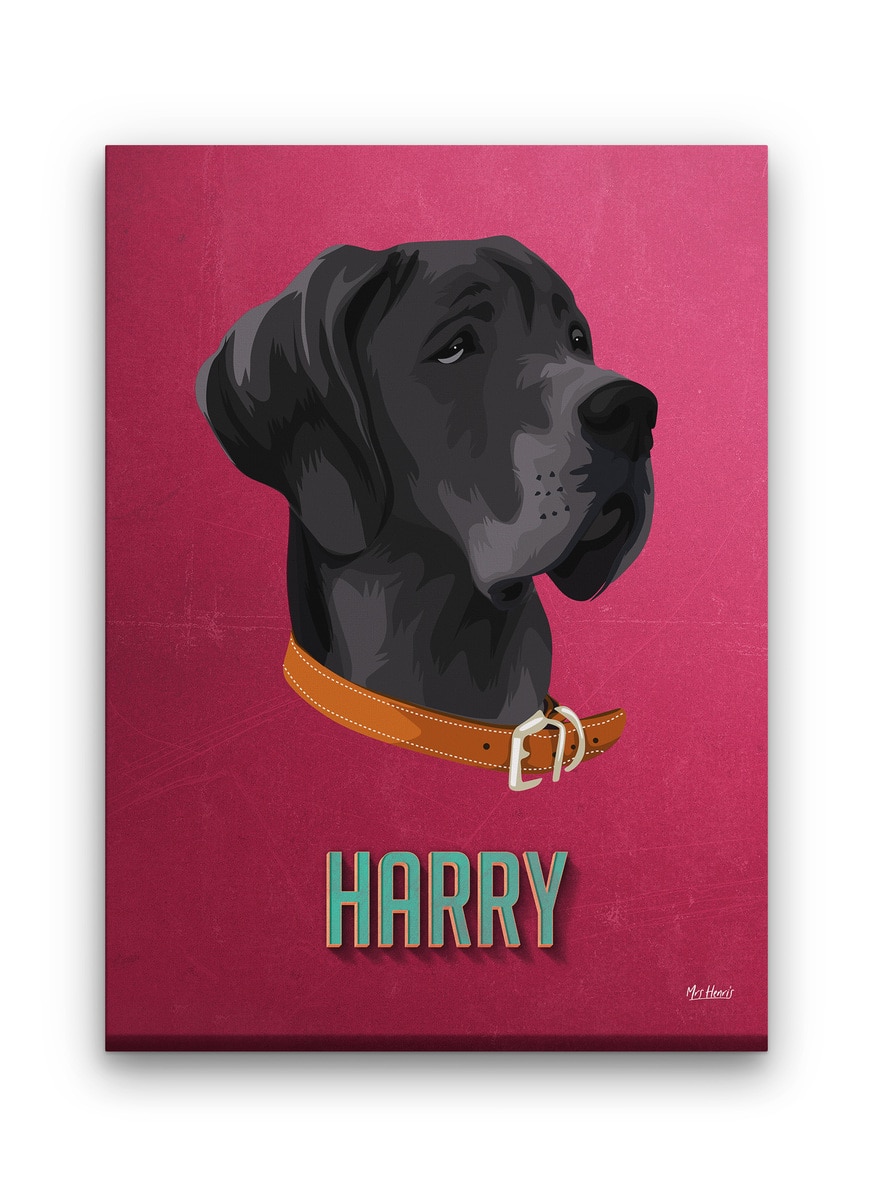 Custom Mid Century Retro Style Dog Portrait - Pet illustration from photo - Vintage Teal Canvas 9 Custom Mid Century Retro Style Dog Portrait - Pet illustration from photo - Vintage Teal Canvas - Image 7