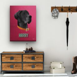 Custom Mid Century Retro Style Dog Portrait - Pet illustration from photo - Vintage Teal Canvas 19 retro pet portrait illustrations dog vintage teal hall