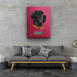 Custom Mid Century Retro Style Dog Portrait - Pet illustration from photo - Vintage Teal Canvas 20 retro pet portrait illustrations dog vintage teal living room