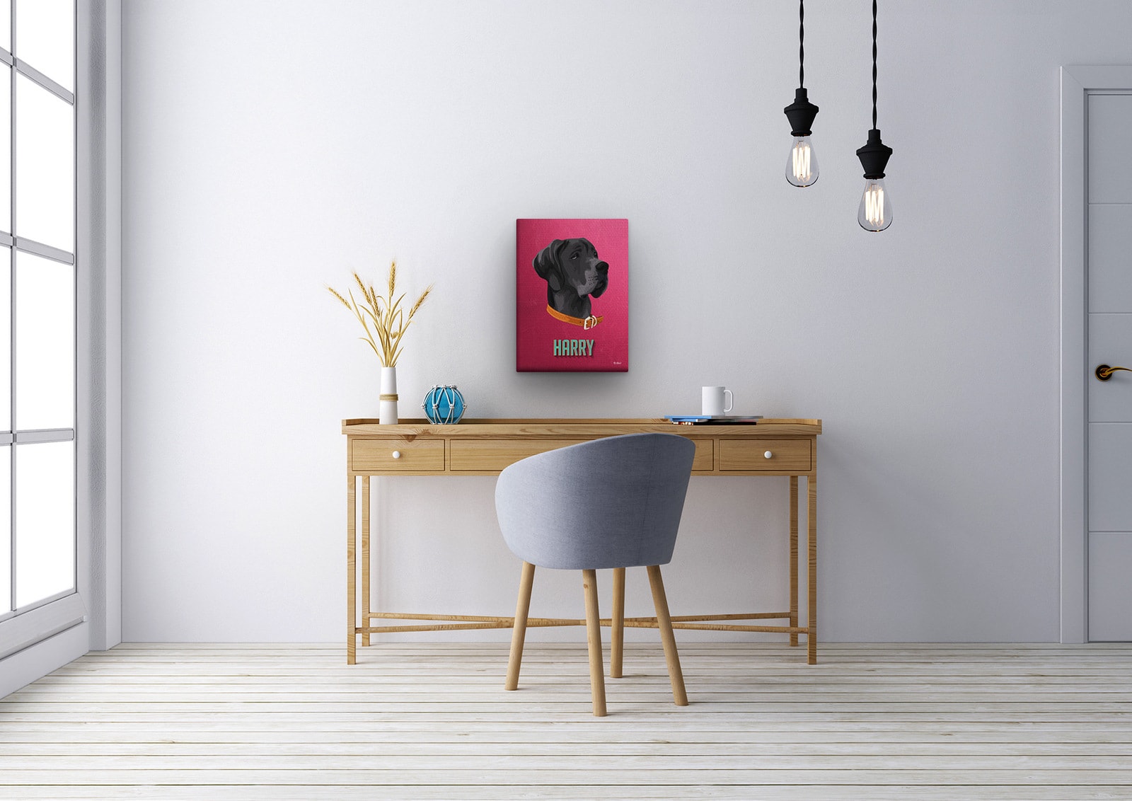 Custom Mid Century Retro Style Dog Portrait - Pet illustration from photo - Vintage Teal Canvas 12 Custom Mid Century Retro Style Dog Portrait - Pet illustration from photo - Vintage Teal Canvas - Image 10