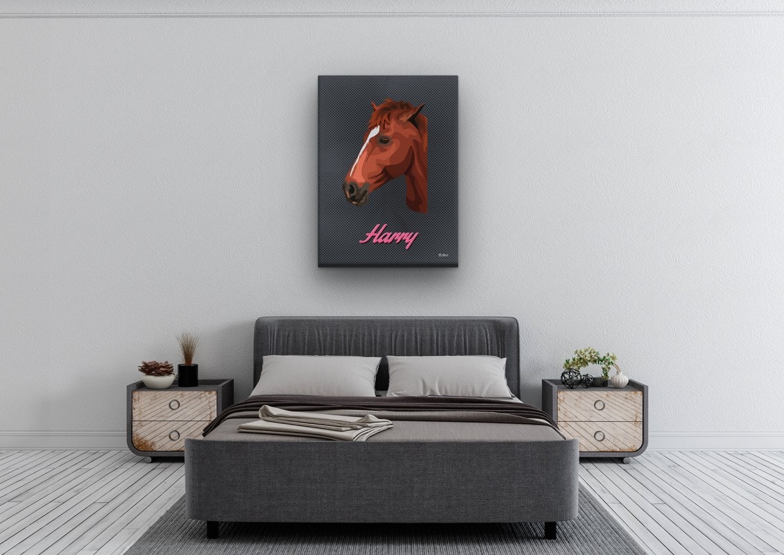 retro pet portrait illustrations horse bubblegum bedroom