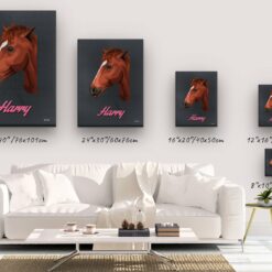 retro pet portrait illustrations horse bubblegum canvas size comparison