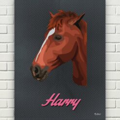 retro pet portrait illustrations horse bubblegum front view white bricks