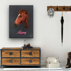 retro pet portrait illustrations horse bubblegum hall