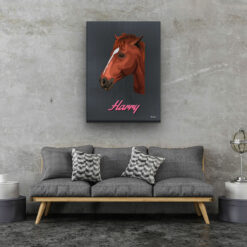 retro pet portrait illustrations horse bubblegum living room