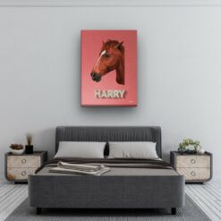 Custom Mid Century Retro Style Horse Portrait - Pet illustration from photo - Decking Canvas 13 retro pet portrait illustrations horse decking bedroom