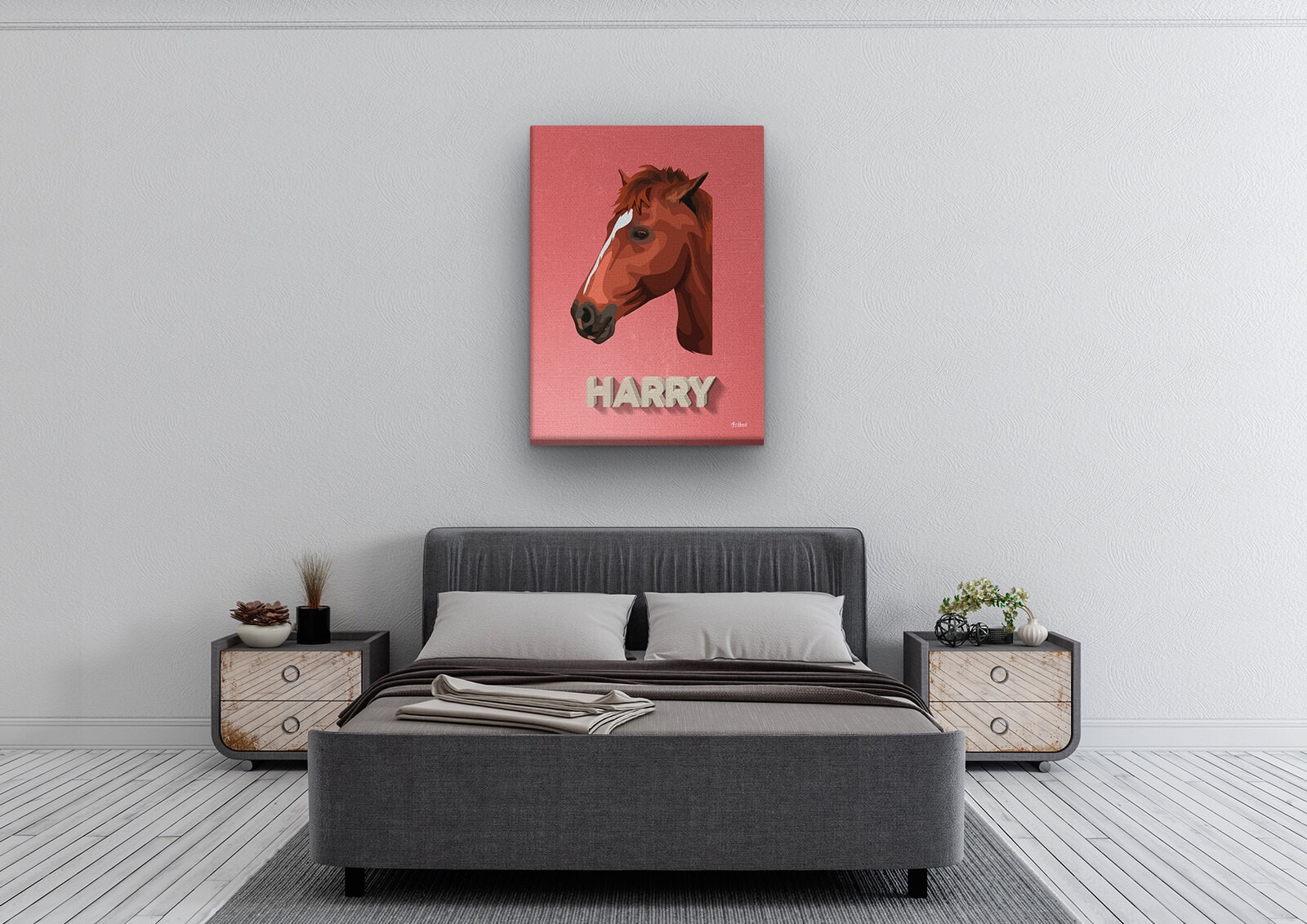 Custom Mid Century Retro Style Horse Portrait - Pet illustration from photo - Decking Canvas 4 Custom Mid Century Retro Style Horse Portrait - Pet illustration from photo - Decking Canvas - Image 2