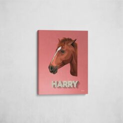 Custom Mid Century Retro Style Horse Portrait - Pet illustration from photo - Decking Canvas 16 retro pet portrait illustrations horse decking front view angled wall