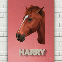 Custom Mid Century Retro Style Horse Portrait - Pet illustration from photo - Decking Canvas 17 retro pet portrait illustrations horse decking front view white bricks