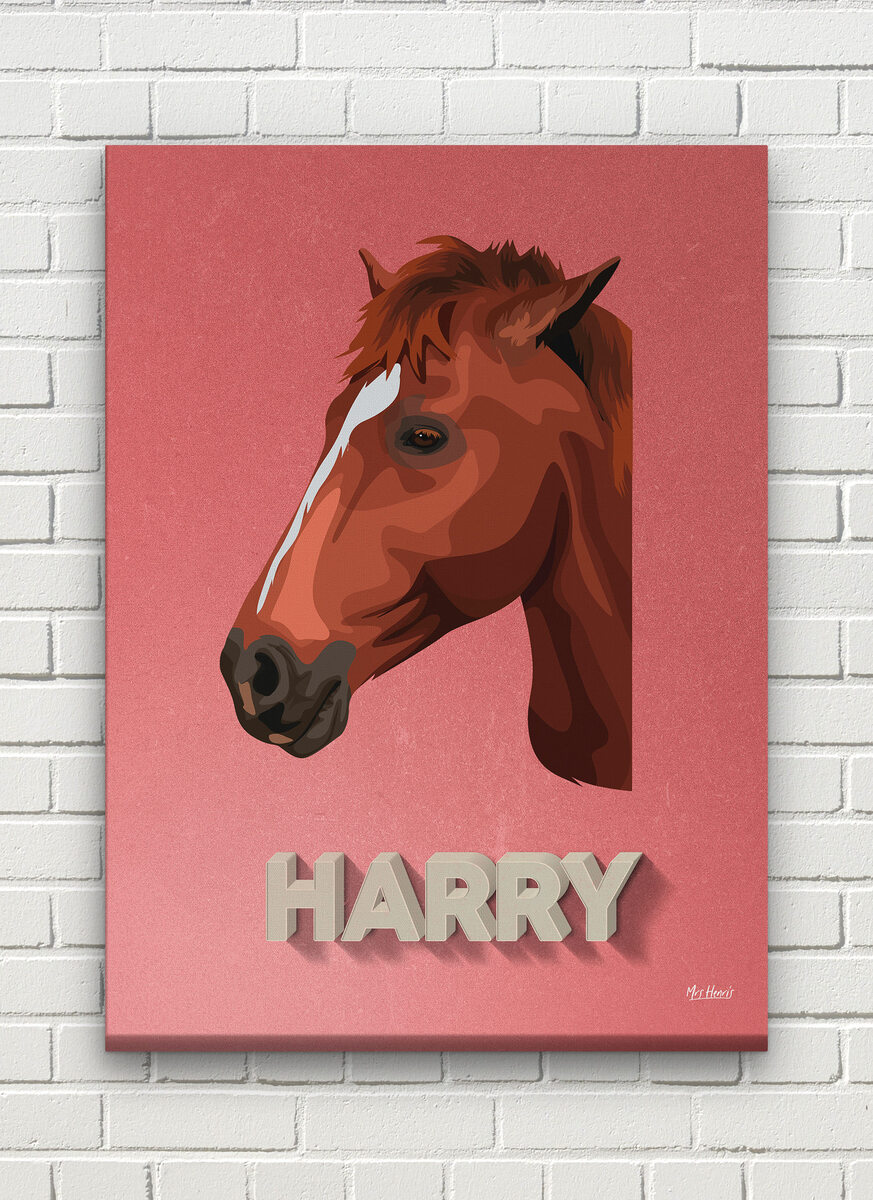 Custom Mid Century Retro Style Horse Portrait - Pet illustration from photo - Decking Canvas 8 Custom Mid Century Retro Style Horse Portrait - Pet illustration from photo - Decking Canvas - Image 6