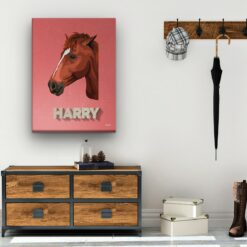 Custom Mid Century Retro Style Horse Portrait - Pet illustration from photo - Decking Canvas 19 retro pet portrait illustrations horse decking hall