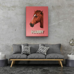 Custom Mid Century Retro Style Horse Portrait - Pet illustration from photo - Decking Canvas 20 retro pet portrait illustrations horse decking living room