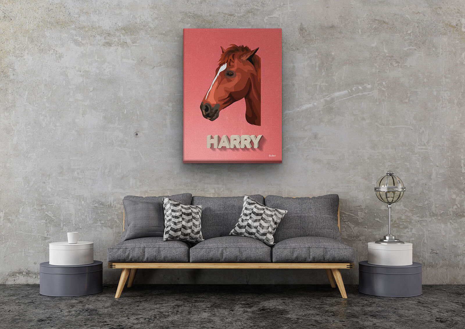 Custom Mid Century Retro Style Horse Portrait - Pet illustration from photo - Decking Canvas 11 Custom Mid Century Retro Style Horse Portrait - Pet illustration from photo - Decking Canvas - Image 9