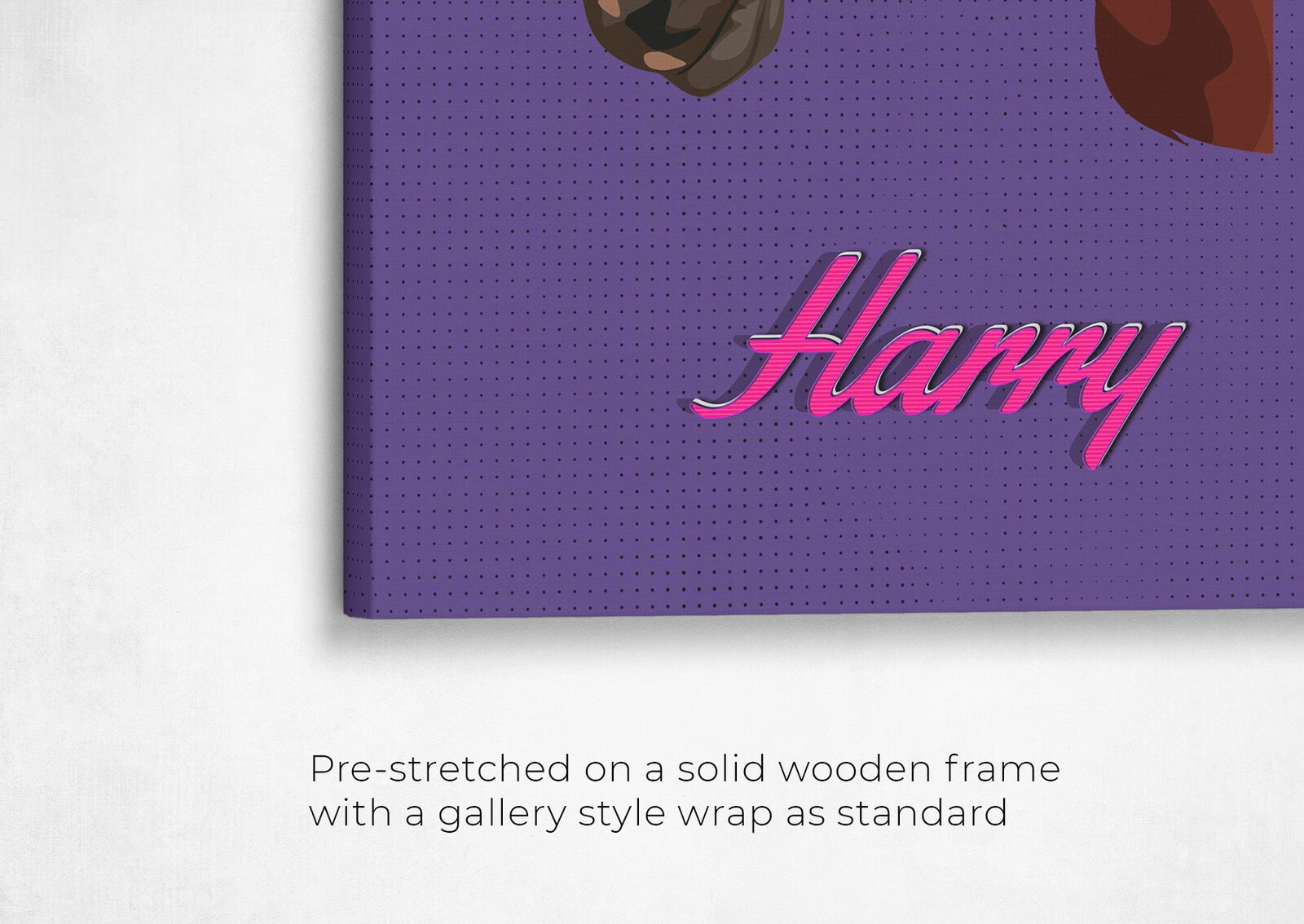 Custom Mid Century Retro Style Horse Portrait - Pet illustration from photo - Deep Purple Canvas 22 retro pet portrait illustrations horse deep purple front view angled close up wall